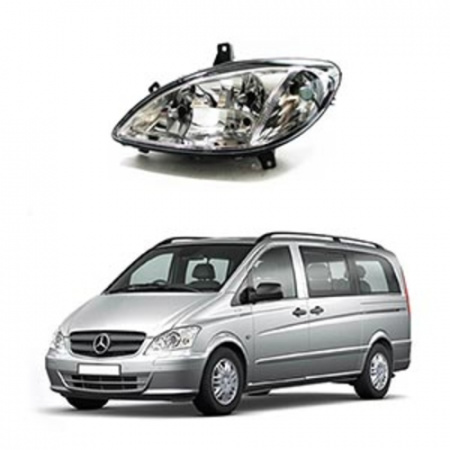 Стекло фары Mercedes Vito, Viano 2 V-class W639 2003-2010 Дорестайл левое