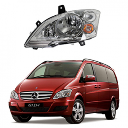 Стекло фары Mercedes Vito, Viano 2 V-class W639 2010-2014 Рестайл левое