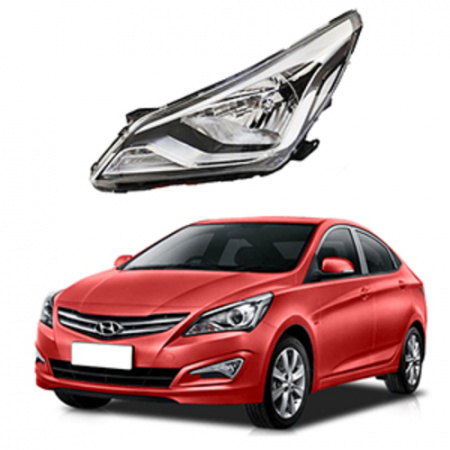 Стекло фары Hyundai Solaris I (RBr) 2014-2017 Рестайлинг левое
