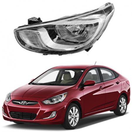 Стекло фары Hyundai Solaris I (RBr)  2010-2014 Дорестайлинг Левое