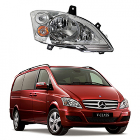 Стекло фары Mercedes Vito, Viano 2 V-class W639 2010-2014 Рестайл правое